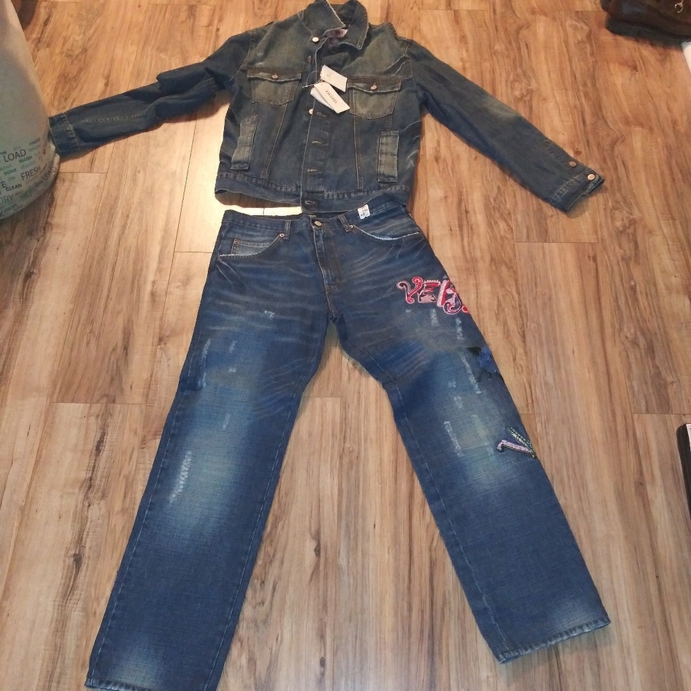 Full Denim Versace jean couture outfit